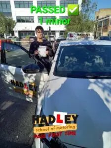 Dillon past his driving test in Barnet with Hadley SOM