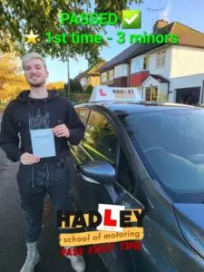 Felix passed his driving test with lessons from Hadleys SOM