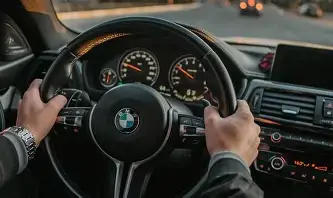 image of hands on a steering wheel