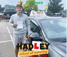 Sam (Passed) 09/06/25 Recent passer with icons highlighting they passed with 3 minors