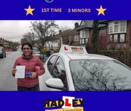 Abby - 15/01/2026 Image of recent passer with icons displaying pass first time with 3 minors