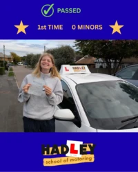 Abby - 24/09/2025 Recent passer with icons highlighting they passed first time with 0 minors