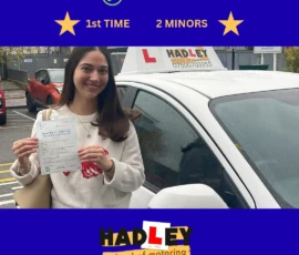 Alicia - 31/10/2025 Recent passer with icons displaying passed first time 2 minors