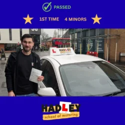 Arek - 13/01/2025 Image of recent passer with icons displaying first time pass with 4 minors