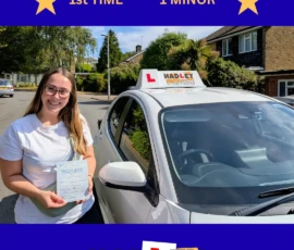 Charlotte - 04/07/2025 Recent passer with icons highlighting they passed first time with 1 minor