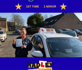 Chloe - 05/03/2026 Image of recent passer with icons displaying first time pass with 1 minor
