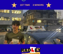 Dylan - 01/12/2025 Image of recent passer with icons displaying first time pass with 3 minors