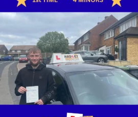 Frankie - 08/10/2025 Recent passer with icons highlighting they passed first time with 4 minors
