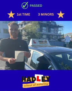 Jack - 25/08/2025 Recent passer with icons highlighting they passed first time with 3 minors