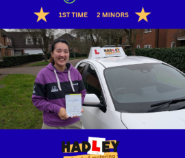 Jess - 10/02/2026 Image of recent passer with icons displaying first time pass with 2 minors