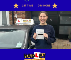 Jessica - 13/03/2026 Image of recent passer with icons displaying first time pass with 0 minors