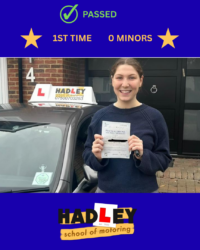 Jessica - 13/03/2026 Image of recent passer with icons displaying first time pass with 0 minors