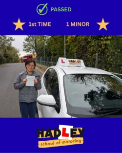 Jessie - 15/10/2025 Recent passer with icons highlighting they passed with 1 minor
