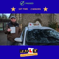 Liam - 06/01/2026 Recent passer with icons displaying pass first time with 2 minors