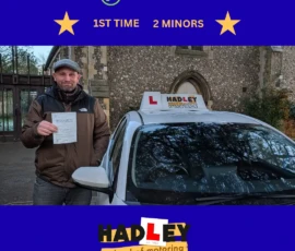 Liam - 06/01/2026 Recent passer with icons displaying pass first time with 2 minors