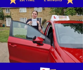 Lilya - 03/09/2025 Recent passer with icons highlighting they passed first time with 2 minors