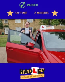 Lilya - 03/09/2025 Recent passer with icons highlighting they passed first time with 2 minors
