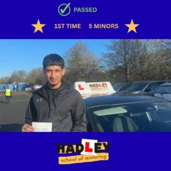 Muzzammil - 02/12/2025 Image of recent passer with icons displaying first time pass with 5 minors