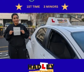 Nadine - 25/11/2025 Image of recent passer with icons displaying first time pass with 3 minors