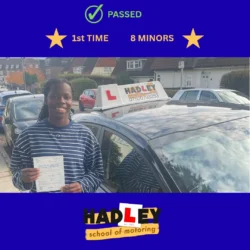 Vivienne - 05/11/2025 Image of recent passer with icon displaying pass first time 8 minors