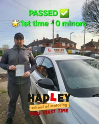 Harry(Borehamwood) Recent passer with icons highlighting they passed first time with 0 minors