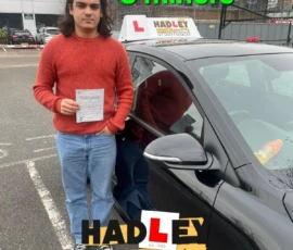 Vish (Potters Bar) Recent passer with icons highlighting they passed first time with 3 minors