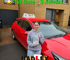 Lilia (1st Time Passer) Recent passer with icons highlighting they passed first time with 3 minors