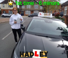 Ruby (1st Time Passer) 22/04/2024 Recent passer with icons highlighting they passed first time with 6 minors