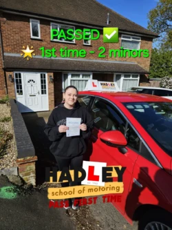 Ella (1st Time Passer) 25/04/2024 Recent passer with icons highlighting they passed first time with 2 minors
