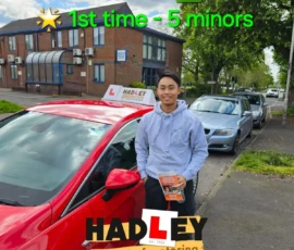 Lewis (1st Time Passer) 26/04/2024 Recent passer with icons highlighting they passed first time with 5 minors