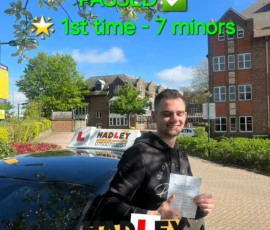 Billy (1st timer passer) 04/05/2024 Recent passer with icons highlighting they passed first time with 7 minors