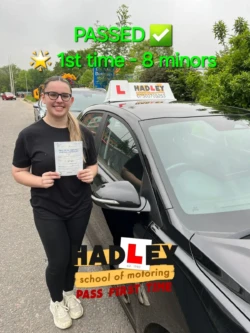 Natasha (1st Time Passer) 20/05/2024 Recent passer with icons highlighting they passed first time with 8 minors