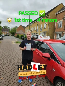 Ben (1st Time Passer) 23/05/2024 Recent passer with icons highlighting they passed first time with 4 minors