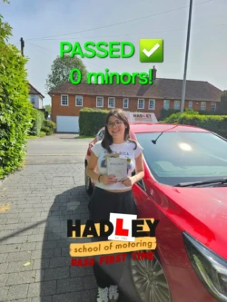 Tali ( First Time Passer) 18/06/2024 Recent passer with icons highlighting they passed with 0 minors