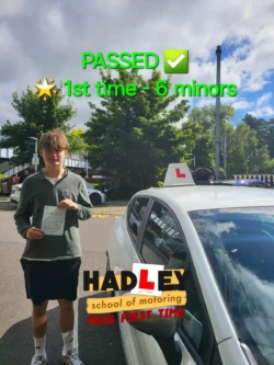 Will (1st Time Passer) 19/06/2024 Recent passer with icons highlighting they passed first time with 6 minors