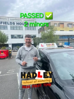 Owen (1st Time Pass) 15/07/2024 Recent passer with icons highlighting they passed with 2 minors