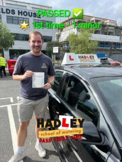 Sam (1st Time Pass) 14/08/2024 Recent passer with icons highlighting they passed first time with 1 minor