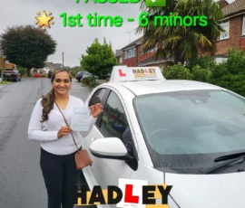 Banafsha (1st time pass) 10/09/2024 Recent passer with icons highlighting they passed first time with 6 minors