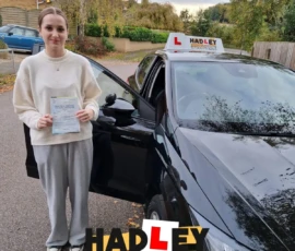 Katie (1st Time Pass) 31/10/2024 Recent passer with icons highlighting they passed first time with 2 minors