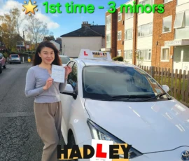 Lily (1st Time Pass) 14/11/2024 Recent passer with icons highlighting they passed first time with 3 minors