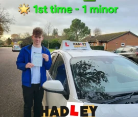 Jamie (1st Time Pass) 22/11/2024 Recent passer with icons highlighting they passed first time with 1 minor