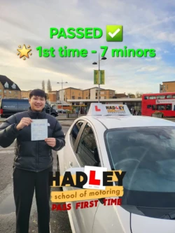 Dat (1st Time Pass) 20/12/2024 Recent passer with icons highlighting they passed first time with 7 minors