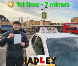 Dat (1st Time Pass) 20/12/2024 Recent passer with icons highlighting they passed first time with 7 minors