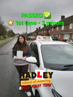 Dell (1st Time Pass) 22/01/2025 Recent passer with icons highlighting they passed first time with 3 minors