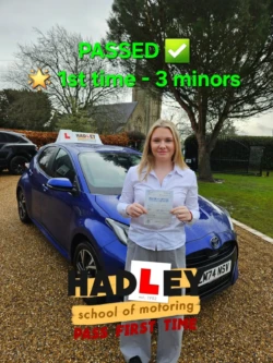 Georgia (1st Time Pass) 24/02/2024 Recent passer with icons highlighting they passed first time with 3 minors