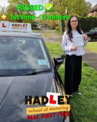Issy (1st Time Pass) 22/04/2025 Recent passer with icons highlighting they passed first time with 0 minors