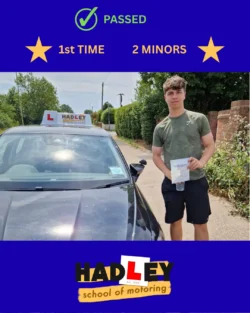 Olly - 19/06/2025 Recent passer with icons highlighting they passed first time with 2 minors