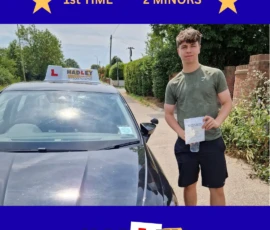 Olly - 19/06/2025 Recent passer with icons highlighting they passed first time with 2 minors