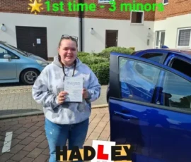 Sammy 1st time passer Recent passer with icons highlighting they passed first time with 3 minors