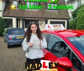 Maya 1st time passer Recent passer with icons highlighting they passed first time with 3 minors